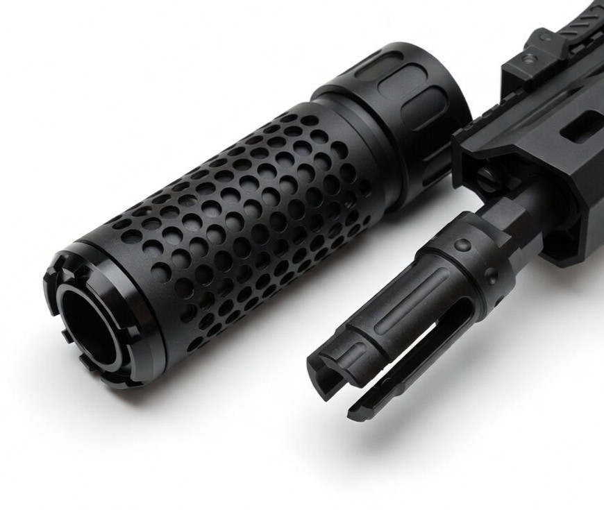 Shadow MKII 4″ Muzzle Brake & Blast Redirect Sleeve Combo for 1/2*28 GBB AEG SYS