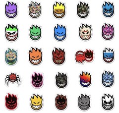 Spit Logo Fire Brand Style Stickers 50pk Mixed Flaming Fire Heads FREE SHIPPING