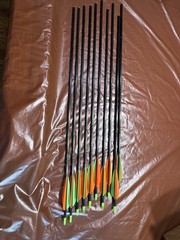 10 BEMAN ICS 400 VENTURE CARBON ARROWS WITH VANES,TIPS/BROADHEADS FOR BOWHUNTING