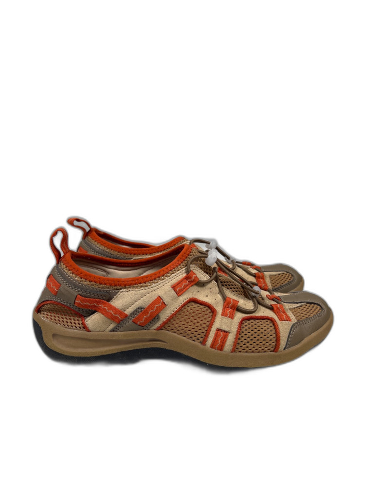 Lands End Women’s Tan/Orange Trekker Hiking Water Trail Shoes – 9