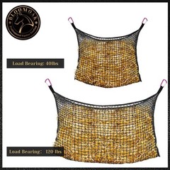 Bloomoak Knotless Slow Feed Hay Net with 4 Carabiner Clips for Horses/Open To…