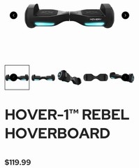 Hover-1 Rebel Electric Self-Balancing Hoverboard LED Lights Black – New In Box
