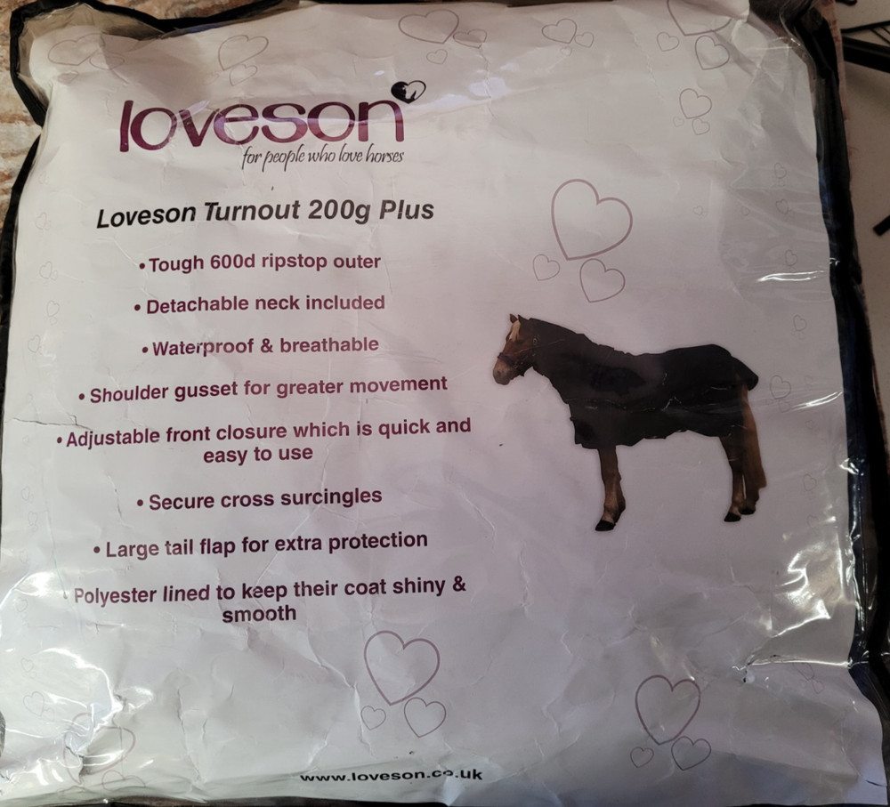 Loveson 200G Turnout Blanket w/Neck and Tail Flap – 60″ in Navy – NEW