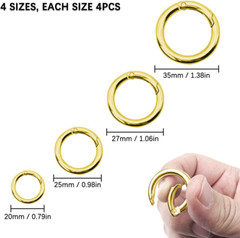 16PCS Spring O Ring Zinc Alloy round Carabiner Snap Trigger Buckle Hooks Clip DI