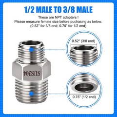 2 Pack Rv Faucet Adapter, NPT 1/2″ x 3/8″ Reducer Faucet Supply Line Adapter, St