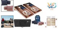 American Themed Cornhole Set 4’x2′ with Bean Bags Carrying Case Outdoor Game