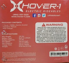 Hover-1 Rebel Kids X + LED Headlight, 6 Mph Max Speed 130 lbs Max Weigh, New