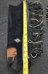 Suede Leather Chaps Fringe Horse Show Full Leg Zip Western Black Medium Adult(B7