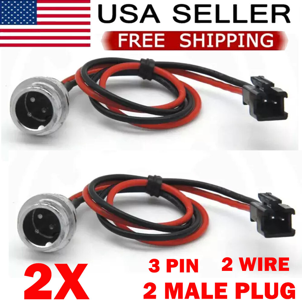 2X 3 Pin 2 Male Plug 2-Wire Hoverboard Charging Port For Scooter Charger Cable