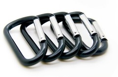 Pack of 6 pcs 3″ Aluminum Carabiner Spring Belt Clip Key Chain D Shape Black