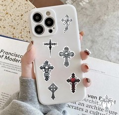 25Pcs Random Gothic Faith Cross Dark Retro Religious Decals Waterproof Stickers