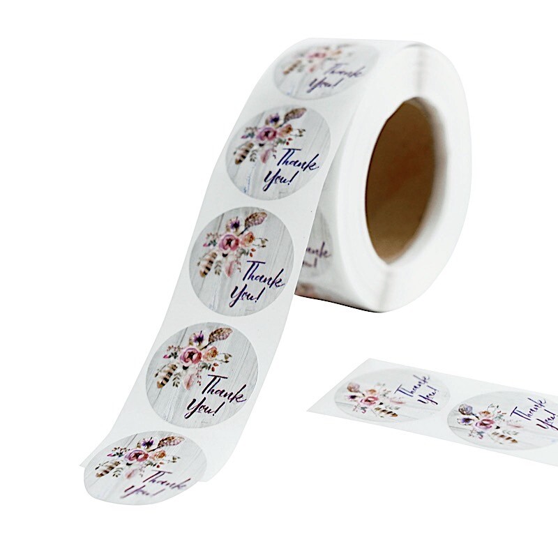 500 Purple 1″ Round Self Adhesive Floral Thank You STICKERS Labels DIY Crafts