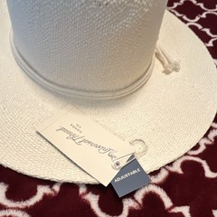 Universal Thread White Straw Western Hat, Adjustable Wide Brim