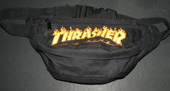 t16 Thrasher Magazine Fanny Pack Bum Bag Classic Logo Flames Black Orange