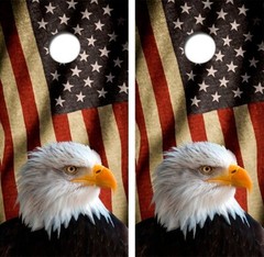 Bald Eagle American Flag Cornhole Board Wrap LAMINATED Decal Vinyl Sticker #3499