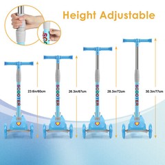 Scooter for Kids 3 Light Up Wheels Kids Kick Scooter Adjustable Foldable Blue