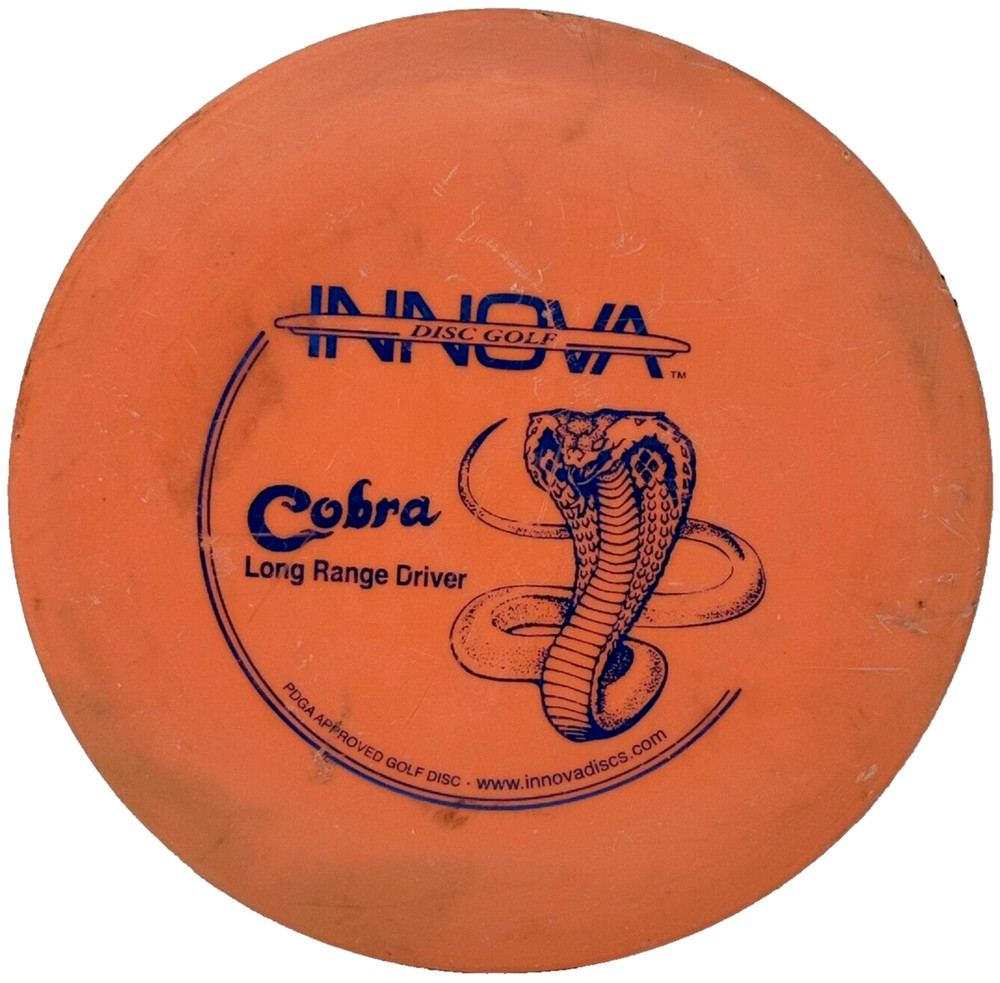 Innova Disc Golf Cobra Orange Blue PFN Patent # No Ink Ontario Old Logo Preowned