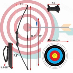 45″ Youth Bow & Arrows Set for Kids 8-12 | Recurve Archery Beginner Kit, 9 Arrow