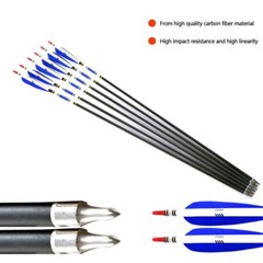 12Pcs Archery 28″/30″/32″ Carbon Arrows SP500 Hunting for Compound Recurve Bow