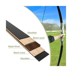 Black Hunter Takedown Longbow, GLURAK 60″ Wooden Archery Bow Hunting Bow – Ri…