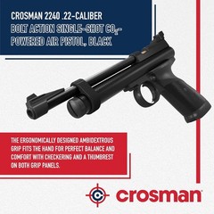 Crosman 2240 .22 Cal Air Pistol Bolt Action CO2 Pellet Gun + 250 Pellets & 5 CO2