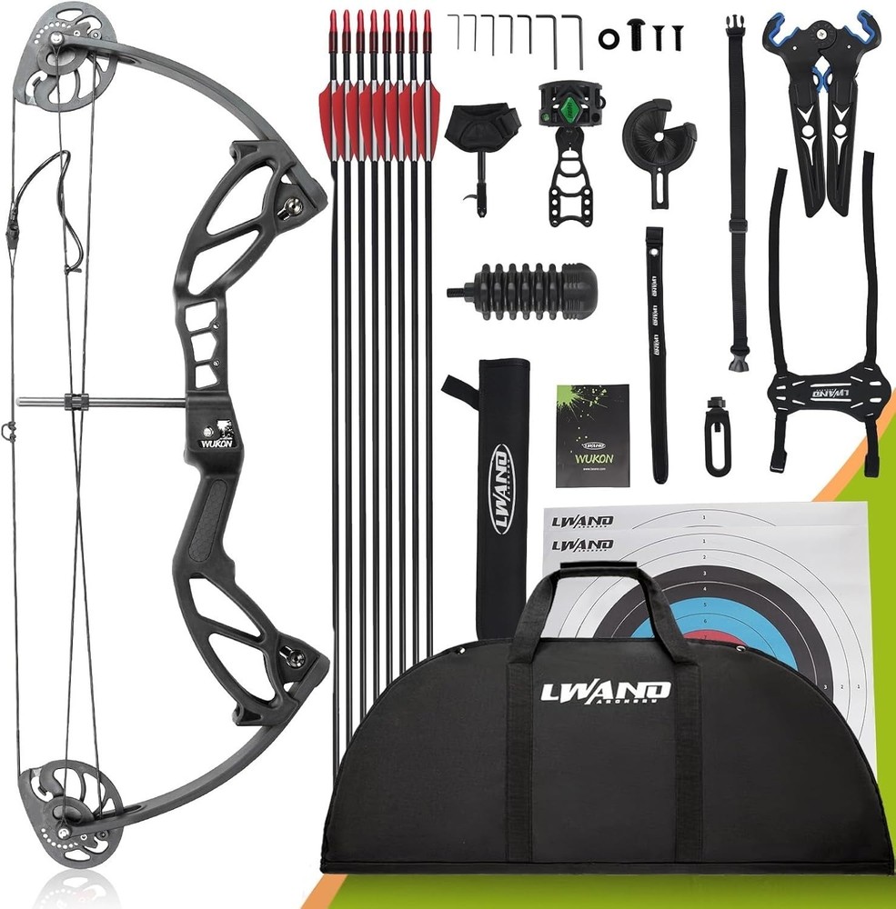 Archery Compound Bow Set 15-30lb Adjustable Draw Weight 260 FPS Right Hand (A038