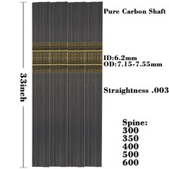 12X 33″ 100% Pure Carbon Shafts 0.003″ Straightness ID6.2mm for DIY Carbon Arrow