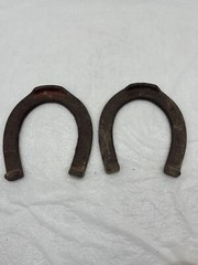 Pair of 2 Antique Vintage Pitching Horseshoes Marked 1 & 2 front & D back
