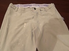Women’s Devon Aire Beige Knee Patch Pull On Breeches Pants Size 28 M