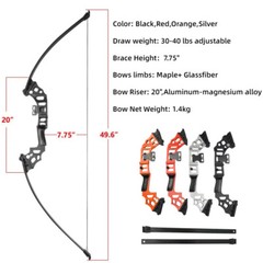 Recurve Bow Fishing Arrow Kit Takedown 30-40lbs Adjustable Archery Bow Hunting