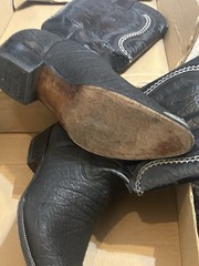 Exotico Black Leather Western Cowboy Boots Pointed Toe with Metal Toe Tips