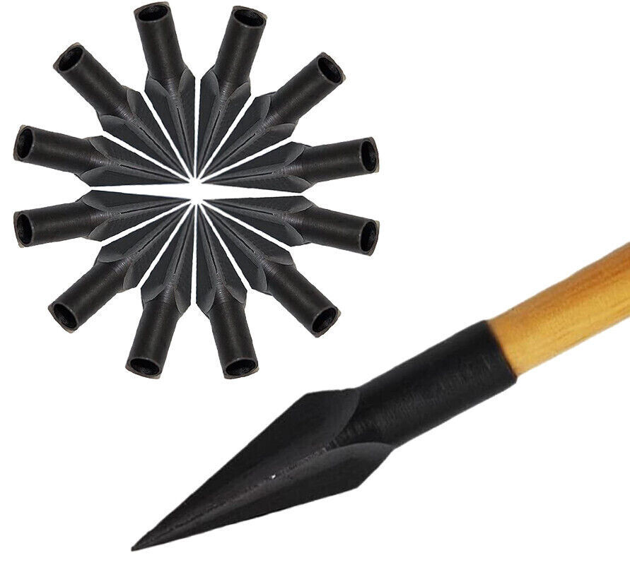 12pcs 220gr Tradition Hunting Bamboo Wooden Arrow Tips Broadheads DIY Bore 3/10″