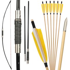 65″ Traditional Longbow Wooden Arrow 25-120lbs Takedown Bow Archery Set Hunting
