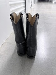 Justin Black Leather Western Equestrian Boots Size 7 1/2
