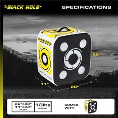 Black Hole 4-Sided Target 18″ 22″ Stops Field Points & Broadheads up to 300FPS,