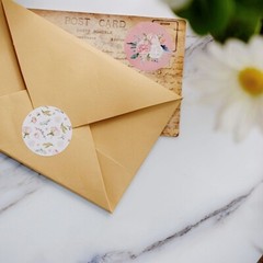 500 Assorted Round Floral Self Adhesive STICKERS Baby Shower Roll DIY LABELS