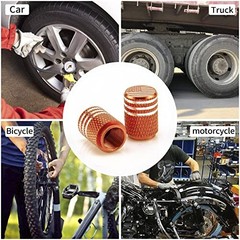 SINGARO American Flag Valve Stem Cap, 12PCS Aluminum Alloy Rubber Sealed Orange