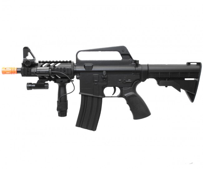 WELL 230 FPS M16 RIS CQB Spring Airsoft Rifle w/ Laser, Flashlight & Grip M16A5
