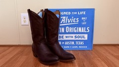 Alvies The Lamar Men’s Brown Leather Western Cowboy Boots US Size 12D
