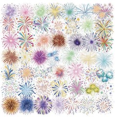 30Pcs Random Aesthetic PET Transparent Colorful Fireworks Waterproof Stickers