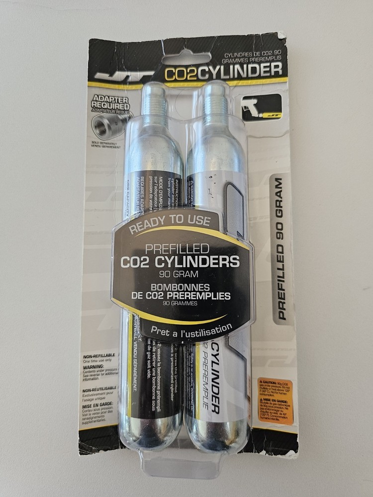 JT 90 GRAM CO-2 PREFILLED CYLINDERS 2 PACK BRAND NEW, FAST SHIPPING!