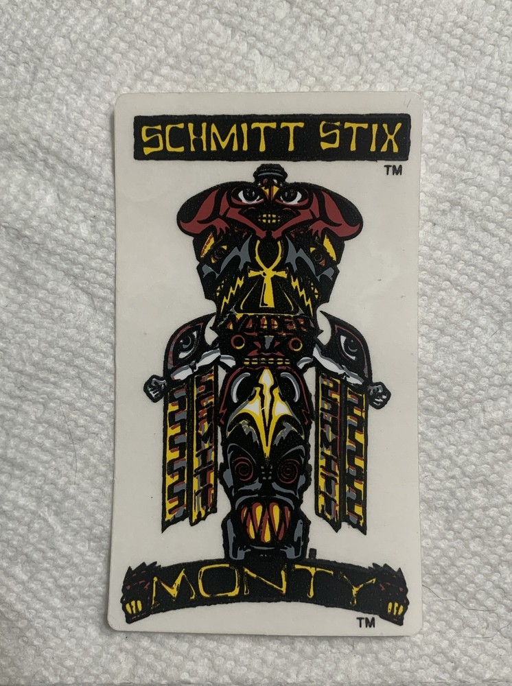 Vintage skateboard sticker Schmitt Stix Monty Nolder blind natas mark NOS Deck 1