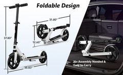 Foldable Kick Scooter Adjustable for Teens Adult Big Wheels No Assembly Unisex