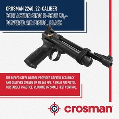 Crosman 2240 .22 Cal Air Pistol Bolt Action CO2 Pellet Gun + 250 Pellets & 5 CO2