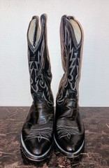 Dan Post Leather Boots Sz 10D Black Stitched Cowboys Western Rodeo ✨