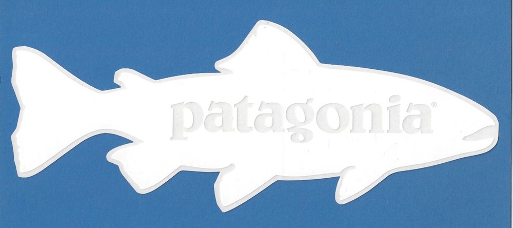 BRAND NEW PATAGONIA WHITE TROUT STICKER DECAL APPROX. 8″x 3″