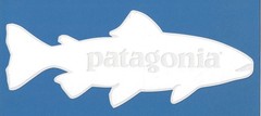 BRAND NEW PATAGONIA WHITE TROUT STICKER DECAL APPROX. 8″x 3″