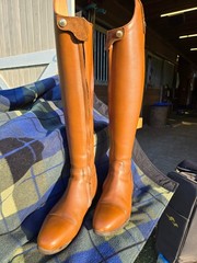 Celeris tall dressage boots in beautiful brown, 38 slim. Beautiful…barely worn