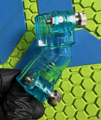 UNIVERSAL PAINTBALL 45* ELBOW FOR PAINTBALL LOADER HOPPER – CLEAR TEAL – NOS