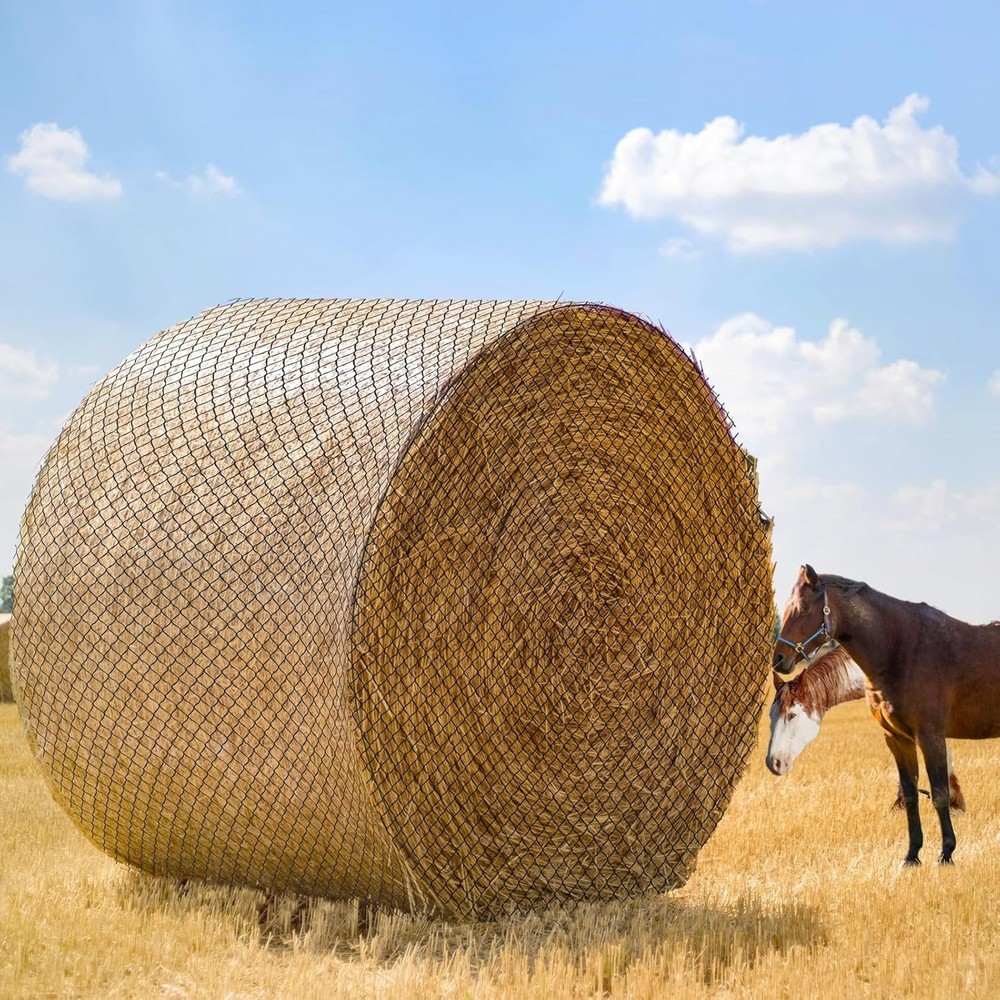 Large Round Bale Hay Net for Horses, 6×6 Ft Knotless Slow Feeder Hay Nets for